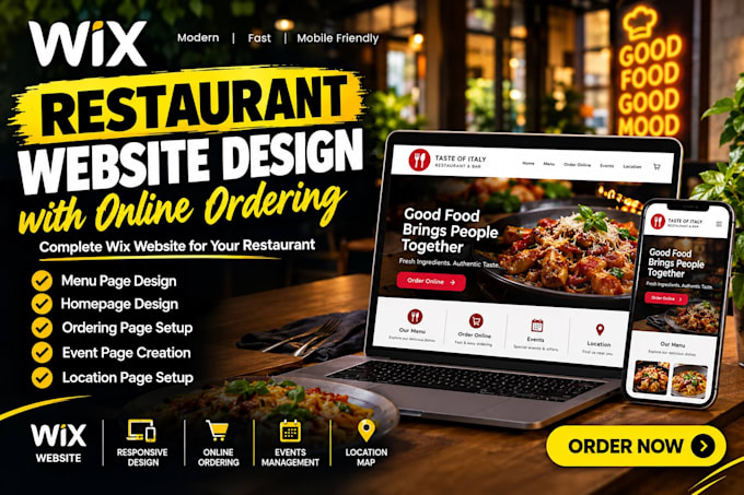 design wix website menu page restaurant homepage ordering website event booking