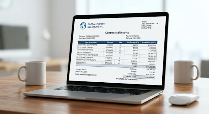 prepare commercial invoices packing lists and export documents