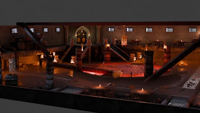 create 3d dungeon game environment castle cave fantasy rpg map and level design