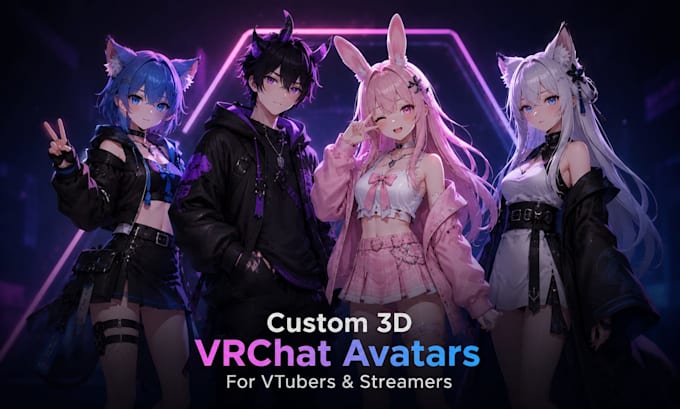 create custom 3d vrchat avatars and anime characters for vtubers and streamers