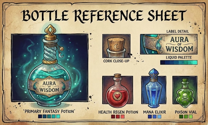 draw bottle reference sheet for you