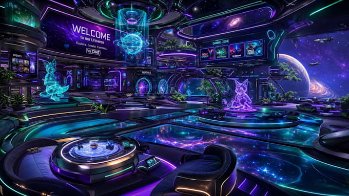 make amazing vrchat world, vr environment metaverse vrc world 3d environment