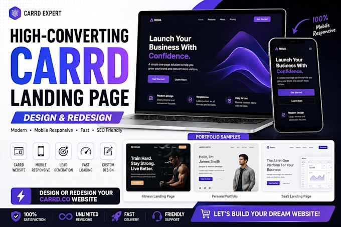 design or redesign carrd website, carrd landing page, carrd co website