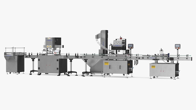 create 3d industrial animation, packaging line animation, factory process video