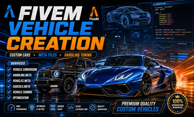fivem developer for custom cars, meta files, vehicles handling, esx and qbcore