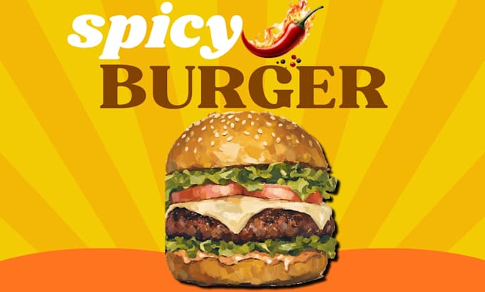 design a modern spicy food menu poster and restaurant flyer