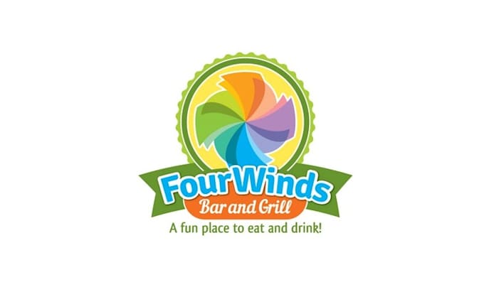 create a funky colorful logo for four winds bar and grill