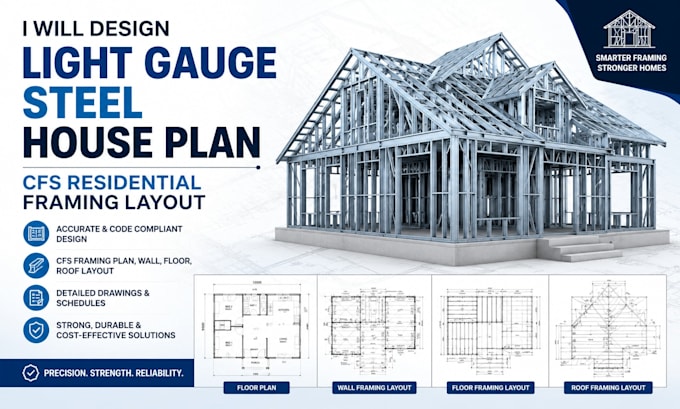 design light gauge steel house plan, cfs residential framing layout