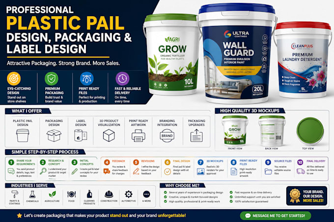 design plastic pail design packaging and label design