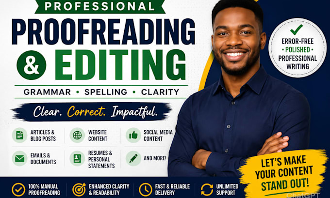 proofread and edit your writing for clear grammar and spelling