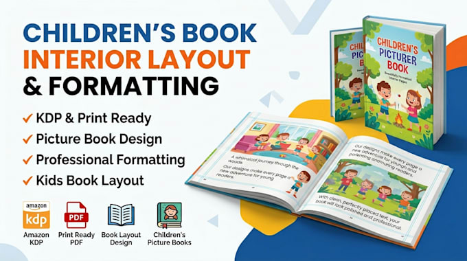 do kids childrens picture book interior layout formatting and design for KDP