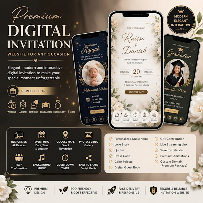 design a modern digital invitation website for any event