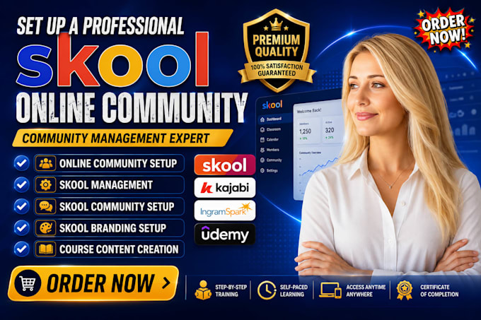 setup skool community setup skool online community with branding, and courses