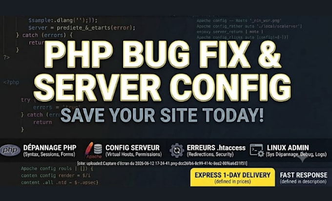 resolve your PHP bugs and linux or apache server errors