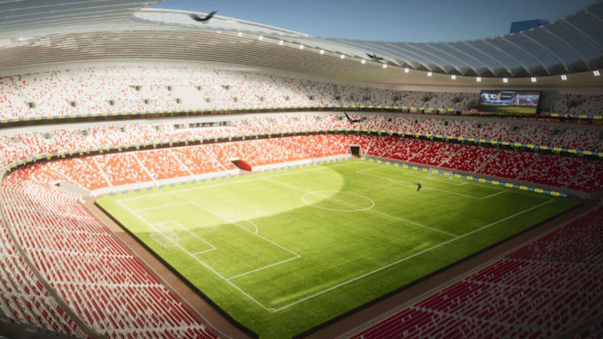design a breathtaking 3d stadium with realistic architectural visualization