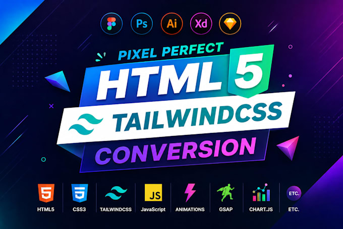 convert figma to responsive HTML, tailwind CSS website