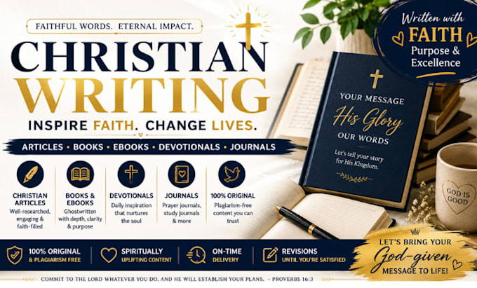 write christian articles and ghostwrite your books, ebooks, devotionals, journal