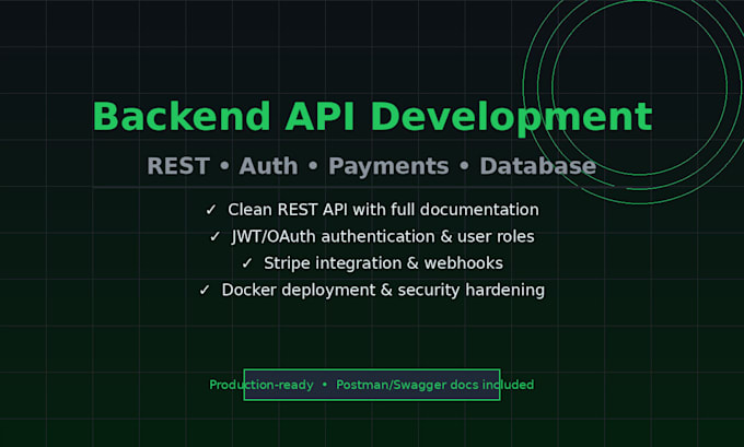 build a backend API with authentication, database, and payments