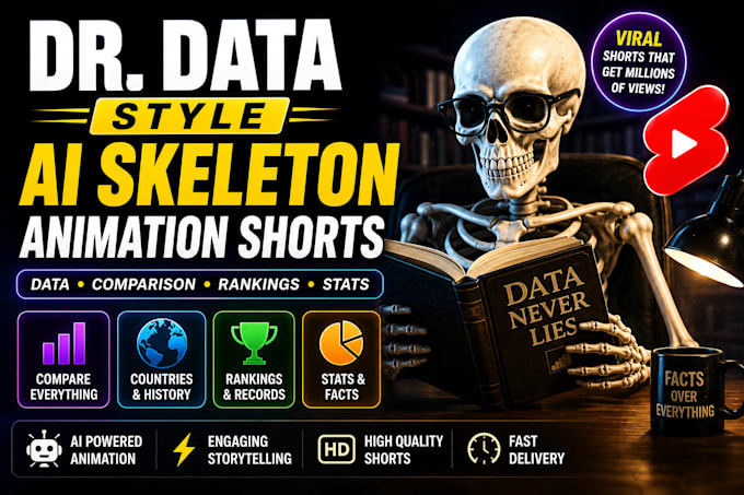 create dr data style ai skeleton animation shorts
