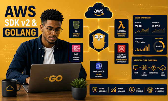 set up AWS sdk v2 in go with s3,sqs, dynamodb, lambda, secrets manager integrate