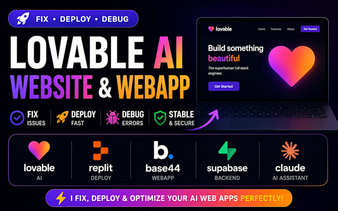 fix deploy lovable ai website replit webapp base44 debug lovable supabase claude