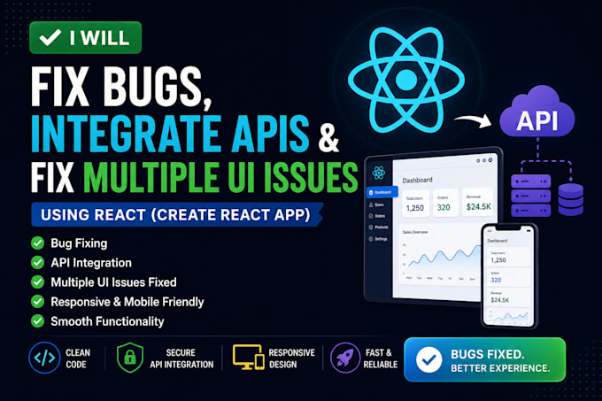 fix react js bugs, errors, API issues, and frontend problems
