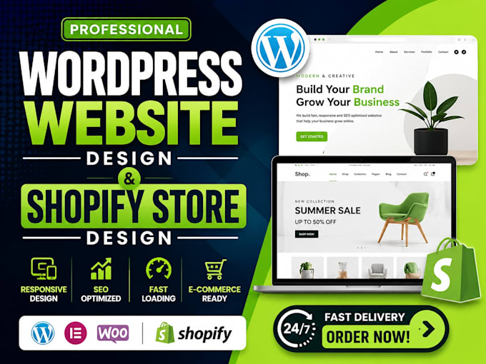 shopify store design redesign wordpress elementor pro ecommerce website design
