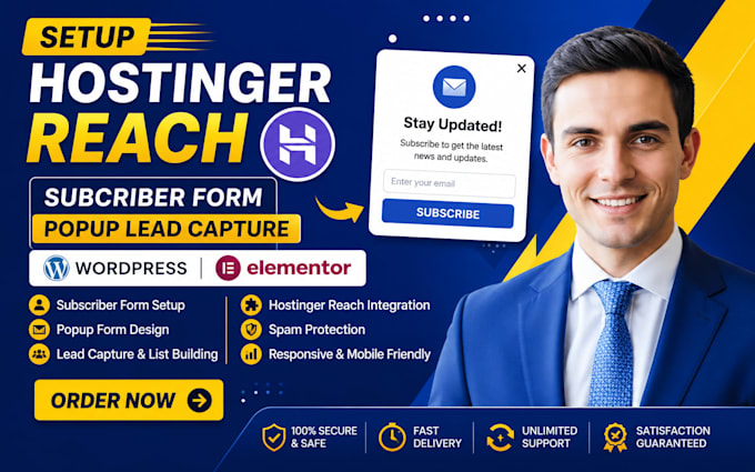 setup hostinger reach subcriber form popup lead capture wordpress elementor