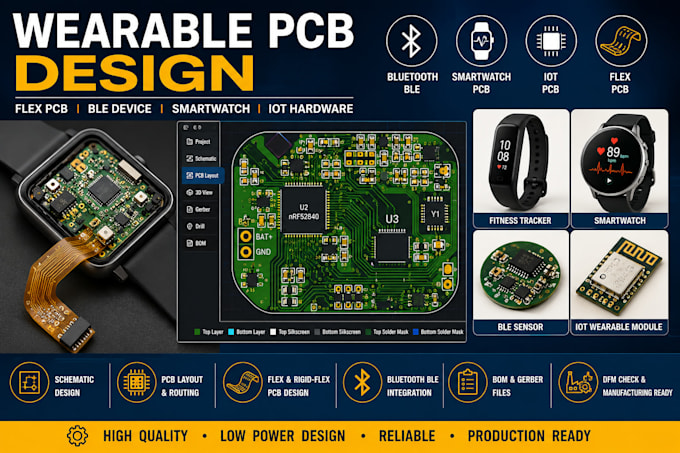 wearable pcb circuit board flex pcb bluetooth pcb ble device smartwatch iot pcb