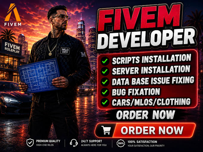 do fivem developer, create custom fivem mlos, scripts, clothing and server fixes