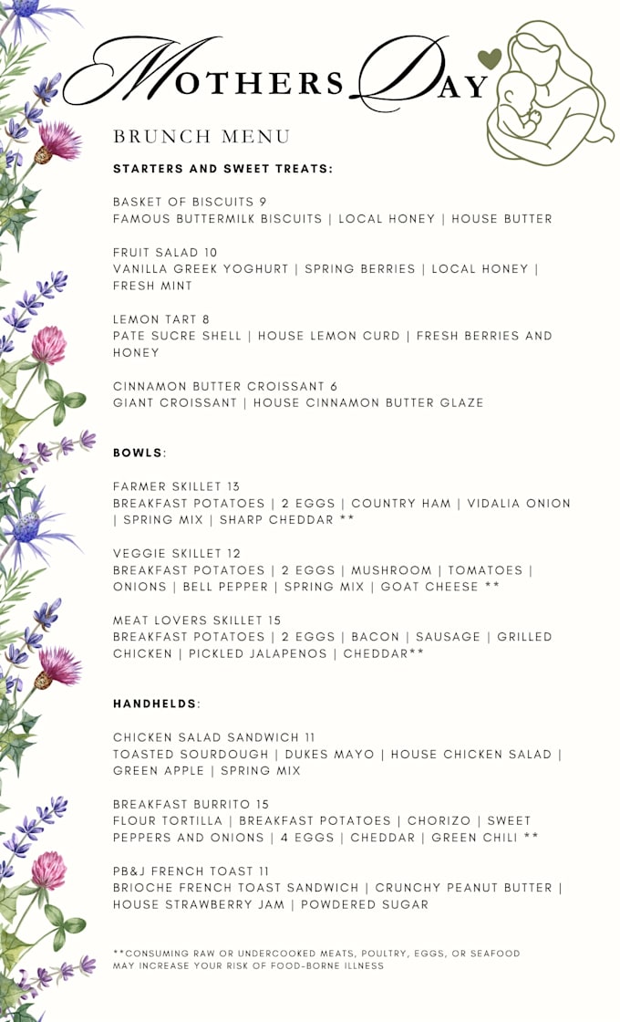 custom menus and other promotional material