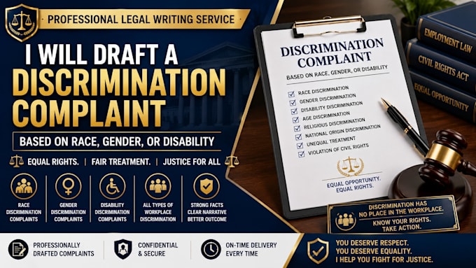 draft a discrimination complaint based on race gender or disability
