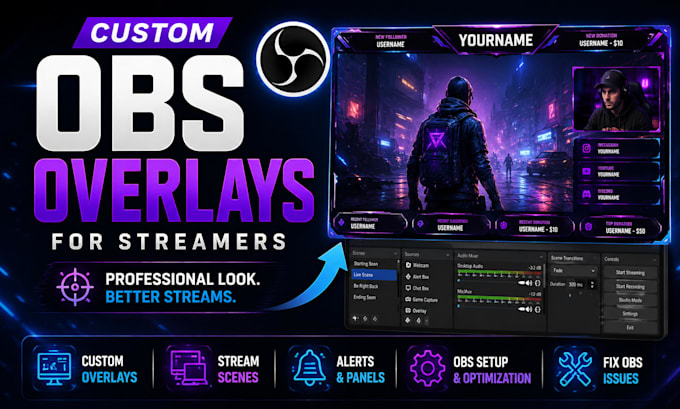create custom obs overlays, stream scenes, and fix obs issues