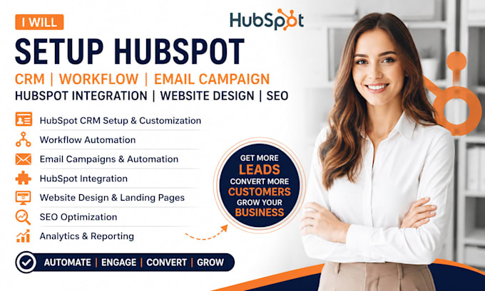 setup hubspot CRM workflow email campaign hubspot integration website design seo