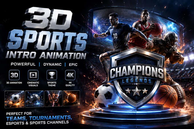 create epic 3d sports intro animation and logo reveal