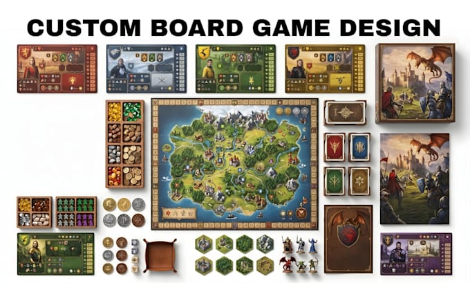 do board game design, board game, card game, box and game development