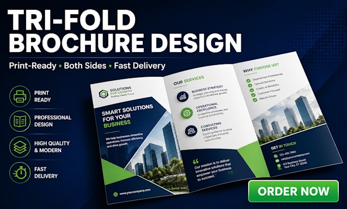 design a professional tri fold or bi fold brochure, pamphlet or flyer