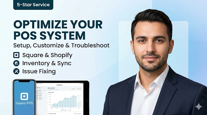 provide shopify pos setup, square troubleshooting, and  retail pos customization