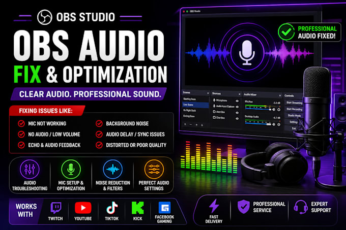 fix obs audio issues, microphone problems, and sound settings