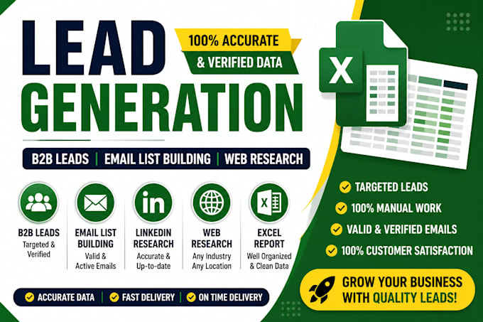 do b2b lead generation, email list building and market research