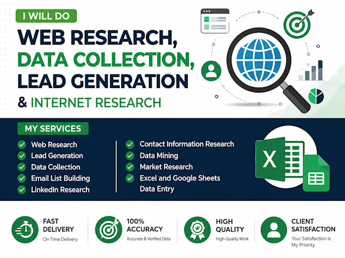 do web research, data collection, lead generation
