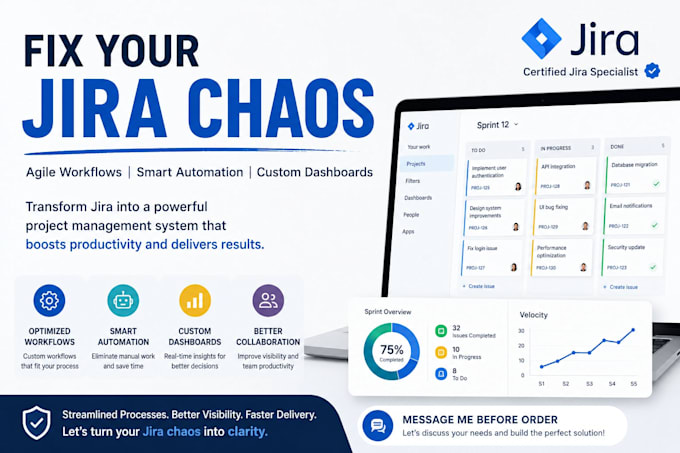 fix jira chaos with agile workflows, automation and dashboard optimization