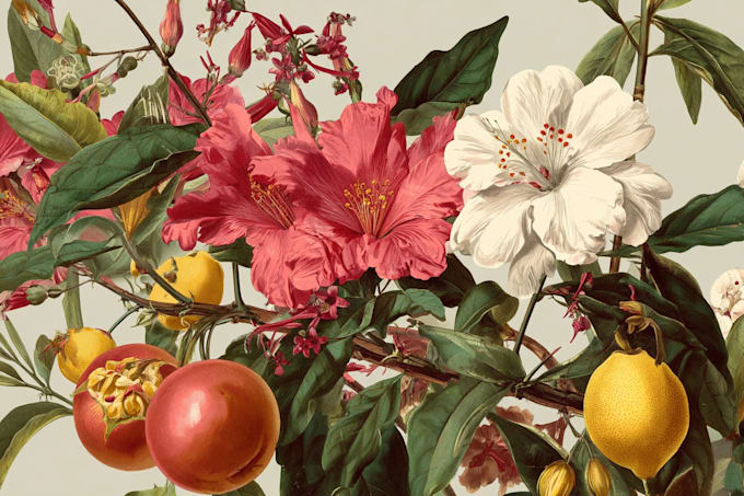 paint custom botanical plants fruits illustration