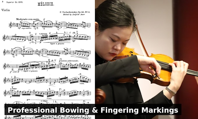add professional bowing and fingering markings