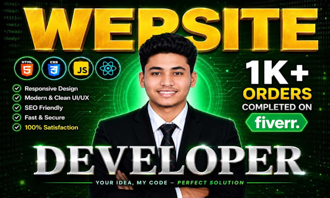 design front end developer website using HTML CSS js