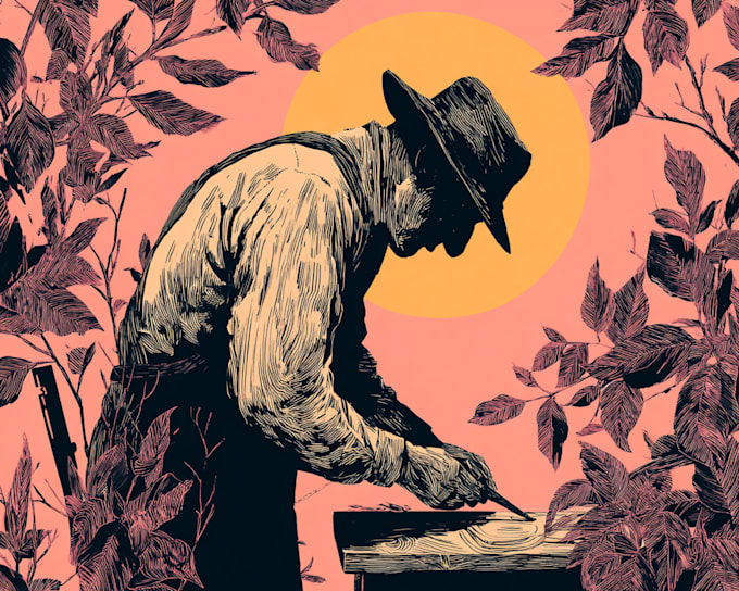 create awesome linocut illustration artwork