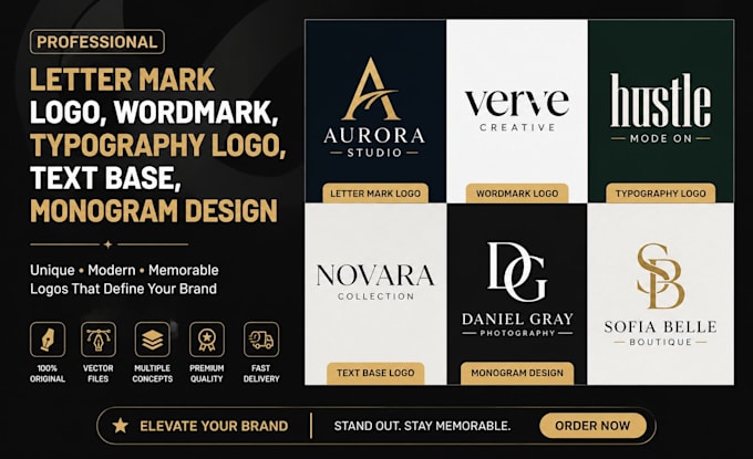 create letter mark logo, wordmark, typography, text base, monogram design
