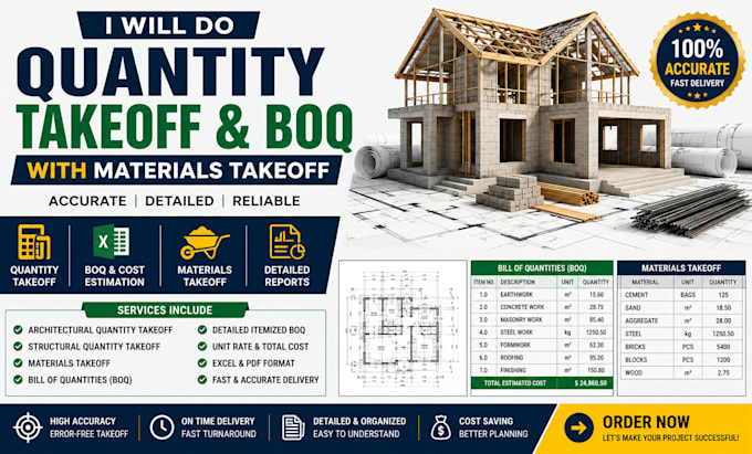 do quantity takeoff boq with materials takeoff