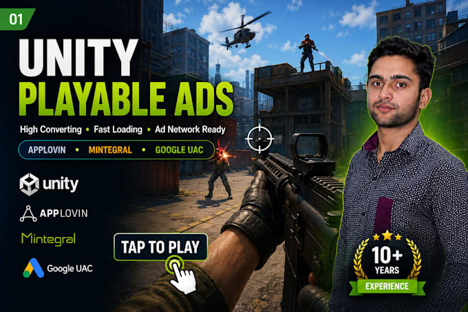 create high converting unity playable ads for applovin, mintegral and google