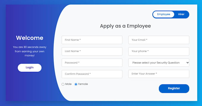design responsive HTML CSS and javascript login forms